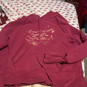American Eagle Outfitters Maroon Hoodie with Gold Script